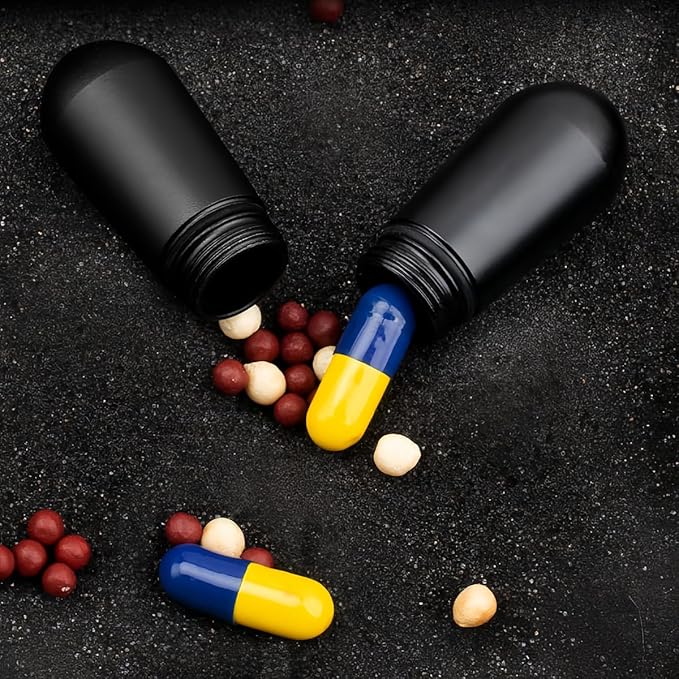 Keychain Pill Case, Rockets Shape Aluminum Medicine Holder, Portable Waterproof Vitamin Aspirin Container for Traveling
