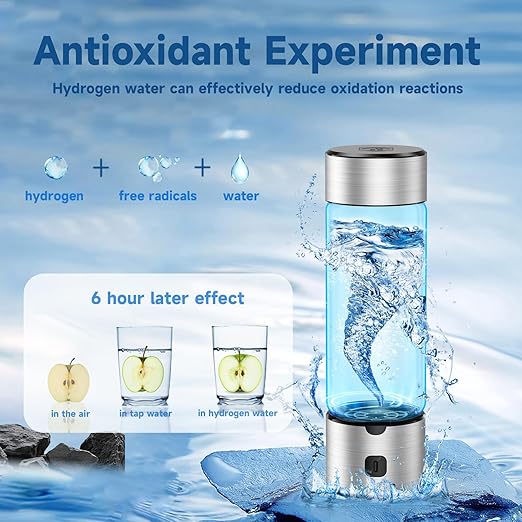 Hydrogen Water Bottle Generator Portable Hydrogen Water Maker with SPE/PEM Technology, 460ml Rechargeable Ionizer Machine for Home, Office, Travel, Sports 3000PPB in 3 Mins