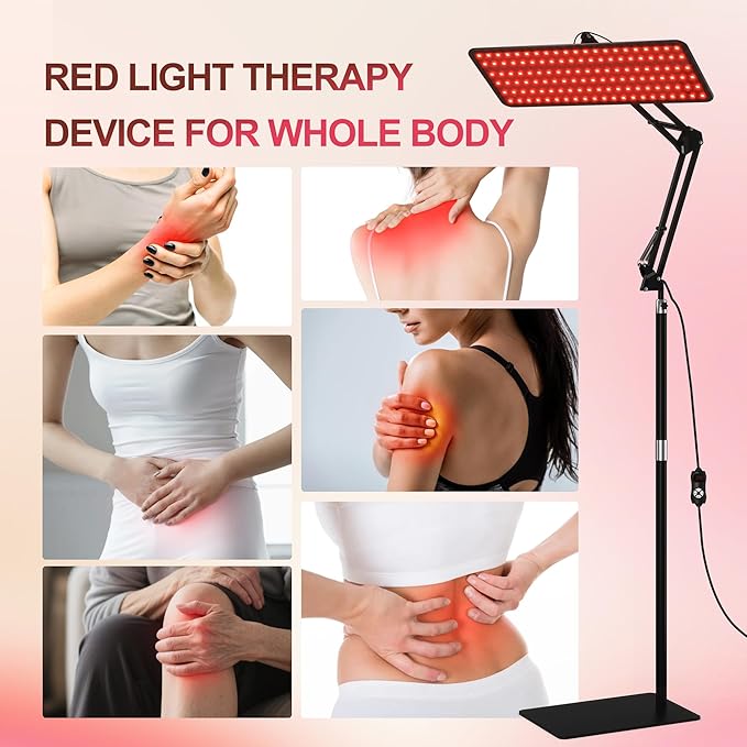 Morfone Red Light Therapy for Body Face - Tri-Wavelength (660nm, 850nm, 940nm) LED Infrared Light Therapy Lamp Panel with Adjustable Stand, Protective Glasses for Home Use, Gift for Women Girl, M