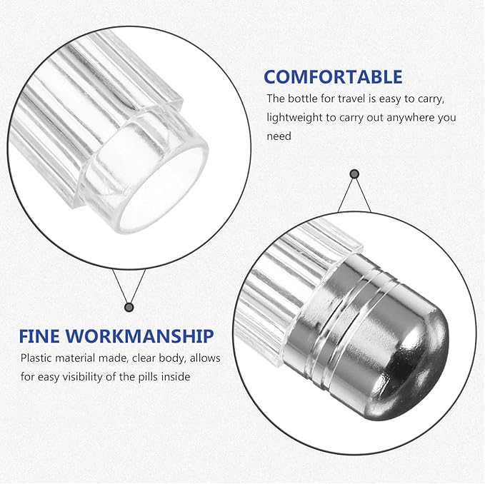 20Pcs Mini Plastic Pill Bottles with Secure Caps Clear Travel Vials for Pills Capsules Medicine Storage and Small Item Organizer