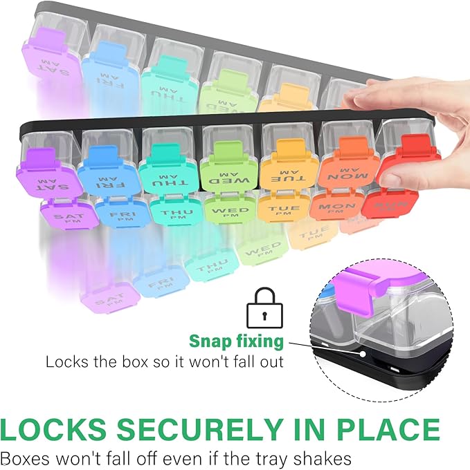 Extra Large Weekly Pill Organizer - 7 Day AM/PM Pill Box, Twice a Day XL Pill Container for Vitamins and Supplements, Airtight & Detachable Design, Ideal for Daily Medication Management