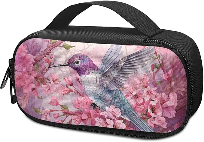 Hummingbird Cherry Blossom Insulin Cooler Travel Case Diabetic Medicine Carrying Bag Large Capacity Insulated Organizer Medication Cooler Bag for Insulin Pens and Diabetes