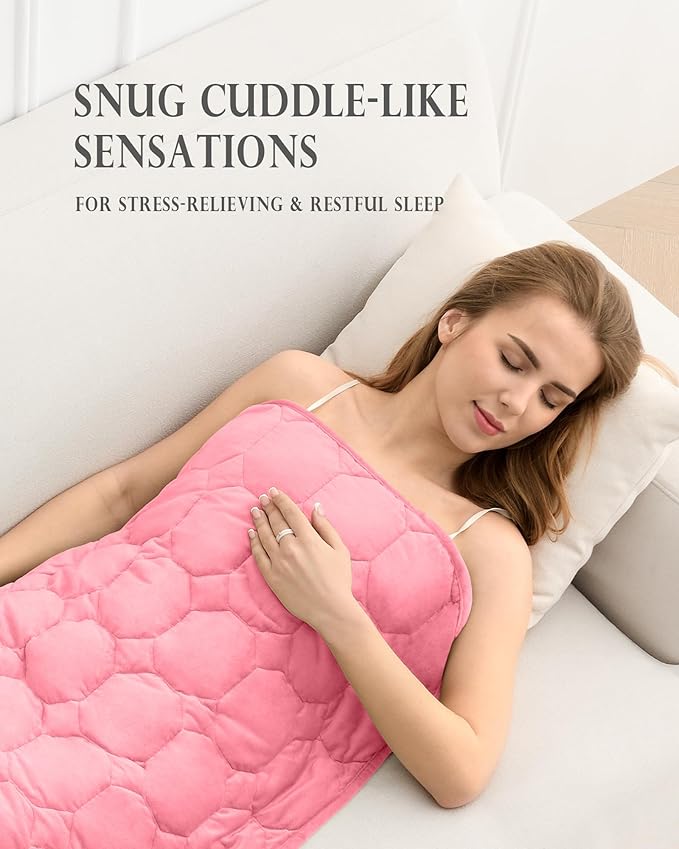 Cottonblue Weighted Blanket 7lbs for Adults, Luxury Crystal Velvet Weighted Lap Blanket for Relaxation, Lounging, Sleeping & Travel -Household Machine Washable, Pink, 29" x 24"