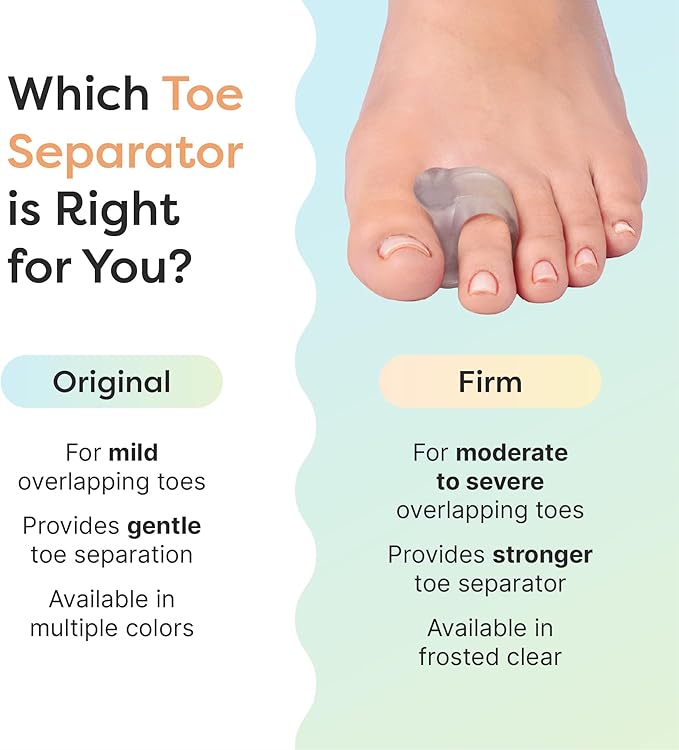 ZenToes Gel Toe Separators for Overlapping Toes, Bunions, Big Toe Alignment, Corrector and Spacer - 4 Pack (White)