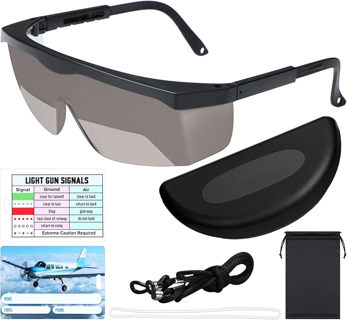 Aviation Flight Training Glasses Adjustable View Limiting Goggles Device with Glasses Box and Tag (Gray)