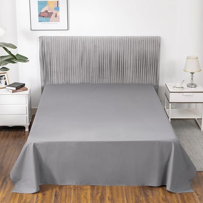 GLUYOHEY Grounding Flat Sheet Twin Size (66"x96") Conductive Silver Fiber Earthing Bed Sheets with Grounded Cord Reconnect with Earth’s Energy for Better Sleep and Enhanced Wellness, Gray