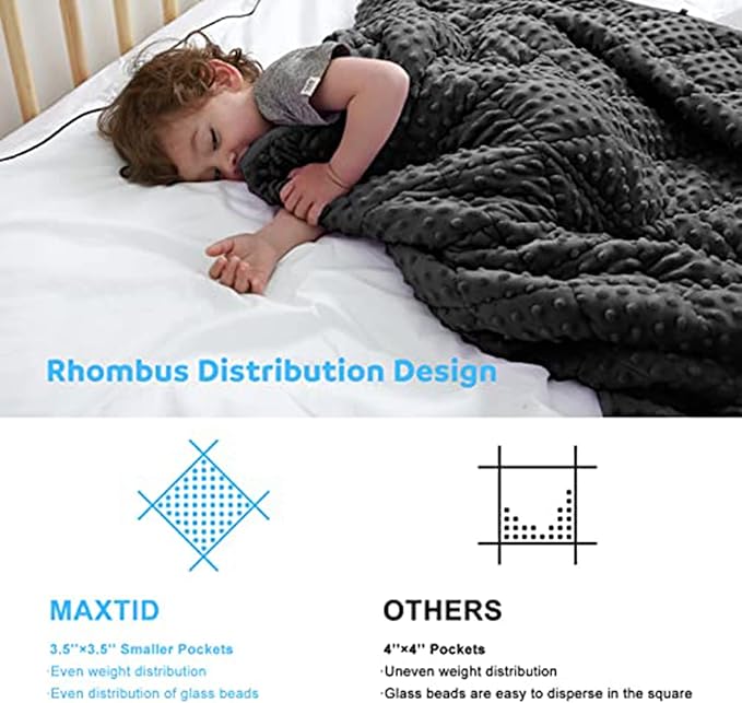 MAXTID Kids Weighted Blanket 3 Pound Reversible Heavy Blankets Black 36"x48" Hush Warmed Blanket Gifts
