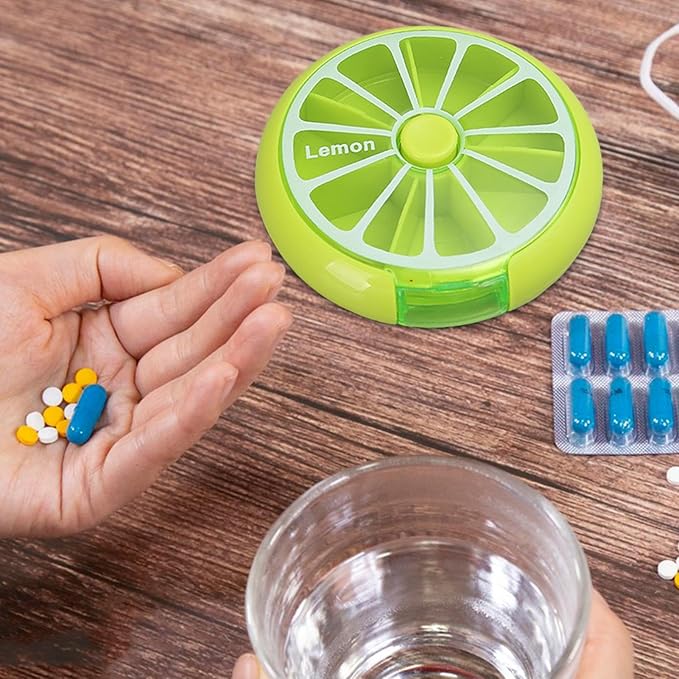 Weekly Pill Dispenser - Portable Round Pill Storage Box, Weekly Pill Case, Fruit-Shaped Design Storage Supplies for, Candy, Pills, and Other Items