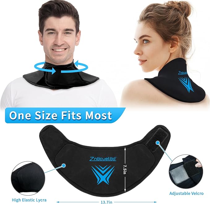 Neck Ice Pack Wrap Reusable Gel Ice Packs for Cervical Injuries Pain Relief, Flexible Cold Hot Compress Therapy for Shoulder Swelling, Bruises, Stiff Neck, Migraine, Surgery Recovery Gift Women Men