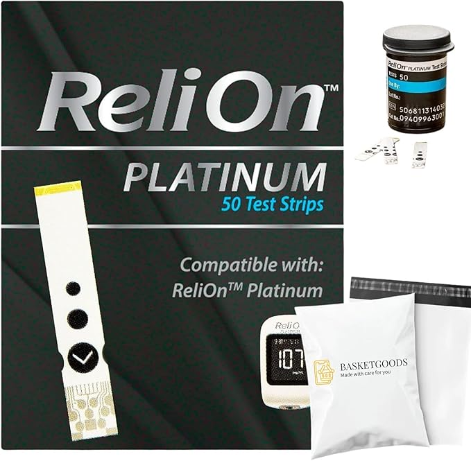 Platinum Test Strips, Platinum 50 Count (Pack of 1), Testing Blood Glucose, Set with Basket Goods Store