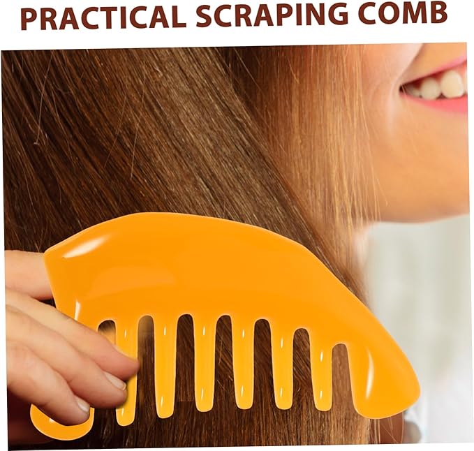 Healifty Resin Massage Comb 2Pcs - Guasha Scalp Comb, Handheld Gua Sha Scraping Massage Tool for Head Caring, Relax (Yellow + Coffee)
