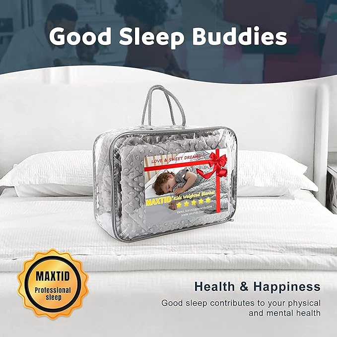 MAXTID Kids Weighted Blanket Reversible Heavy Blankets Hush Warmed Blanket Gifts for Kids Boy 2lbs(Grey 36”x48”)
