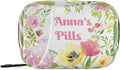 Custom Pill Box 7 Day Pill Case Bag Watercolor Floral Personalized Name Travel Pill Organizer Bag with Zipper Portable Weekly Case Compact Size for Vitamin Supplement Holder