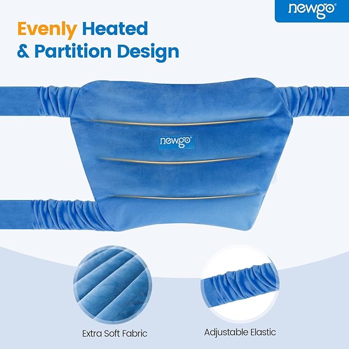 NEWGO Microwavable Heating Pad for Hip/Sciatica Pain Relief, Adjustable Moist Heating Pad Microwave Heated Pack for Hip, Stomach and Back, Unscented