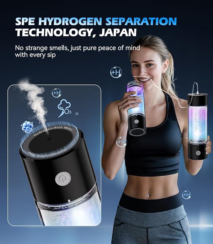 4.0 Upgrade Hydrogen Water Bottle & Hydrogen Absorption 【SGS Certification - 5000PPB】【NO.1-100% Odorless】 Hydrogen Water Bottle - 2025 SPE PEM Technique, Double Hydrogen Content 2PCS