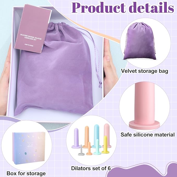 Geiserailie 8 Pcs Silicone Pelvic Floor Strengthening Device Fitness and Kegel Exerciser Set Muscle Trainer Exerciser Stretcher with Bag and Box for Women, 8 Different Sizes(Macaron)