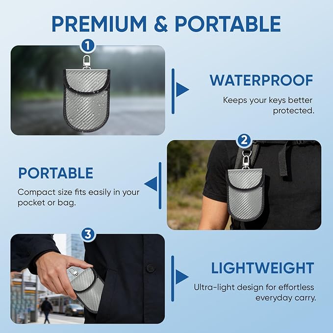 TICONN 2PK Faraday Bags for Car Keys Fob, 3.5"X5.0" Faraday Cage Protector, Car RFID Signal Blocking, Anti-Theft Pouch Anti-Hacking Case Blocker (Grey, M)