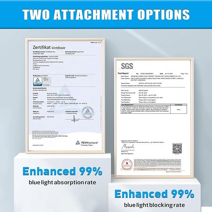 PYS 2-Pack 27 Inch Blue Light Screen Protector for Monitor – 16:9 Removable Anti-Blue Light Filter, Eye Strain Relief, UV Protection Film for Computer Monitors