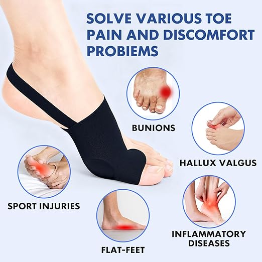 2PCS Bunion Corrector for Women & Men - Toe Alignment Corrector with Splint & Pads for Hallux Valgus Pain Relief, Comfortable Toe Separator for Day/Night Support, Anti Slip Big Toe Straightener(MNBK)