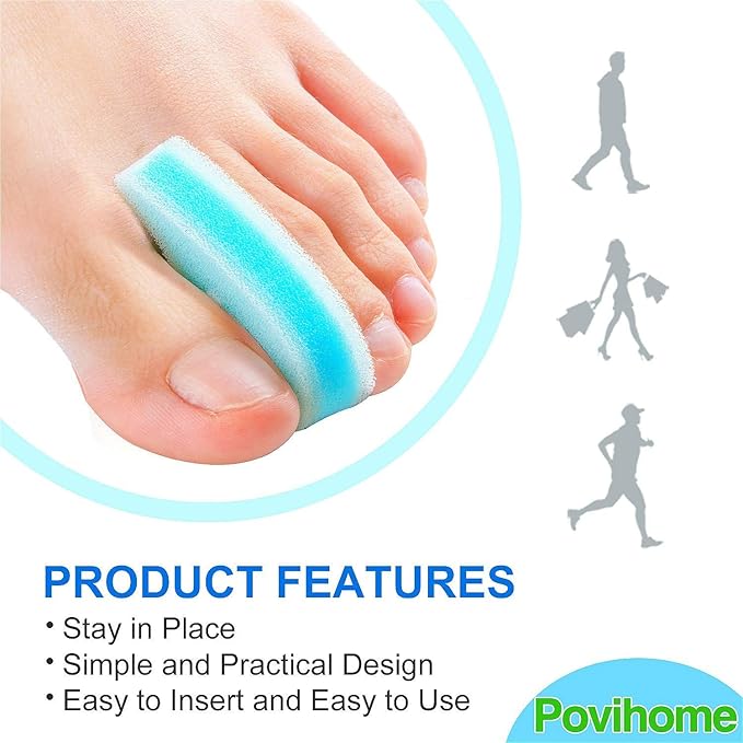 Povihome 10 Pack Foam Toe Spacers(2/5" Thick), 3-Layer Toe Separators - Large Size - to Align Crooked, Overlapping Toe, Relieve Corn, Blister and Reduce Irritation