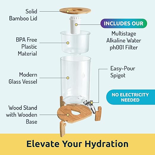 Invigorated Water Alkaline Water Purification Unit, White, Plastic, pH001 Filter Included, Convenient Anti-Slip Design
