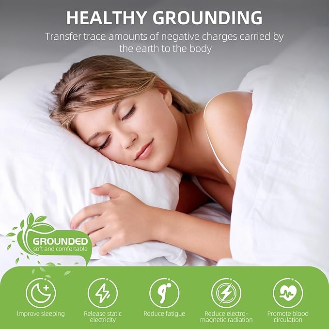 Grounding Mat for Bed, Grounding Pad for Sleeping, Improves Sleep, with Static grounding Cord and Test Pen (Black, (60.1 * 26.5 inch))