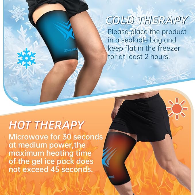 Knee Ice Pack Wrap Extended Ice Packs for Injuries Reusable Leg Freeze Compression Sleeves, Gel Cooling Knees Brace Cold Hot Packs Therapy Flexible for Pain Relief, Surgery Recovery Gift for Women Men