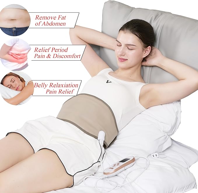 Natural Jades Heat Massage Ab Toning Belt Stomach Cellulite Removal Fat Burning FIR Heating Pad for Back Pain Relief Lower Back Massager Electric Belt Abdomen Belly Waist, Gifts for Men, Women