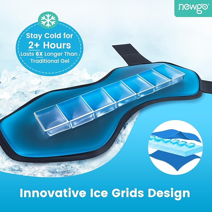 NEWGO Ankle Ice Pack Wrap Upgraded Gel Ice Pack for Ankle Pain Relief with 2 Hours Long Lasting Cold Retention for Athletes, Chronic Pain Sufferers, Flexible Fit, Leakproof & Reusable