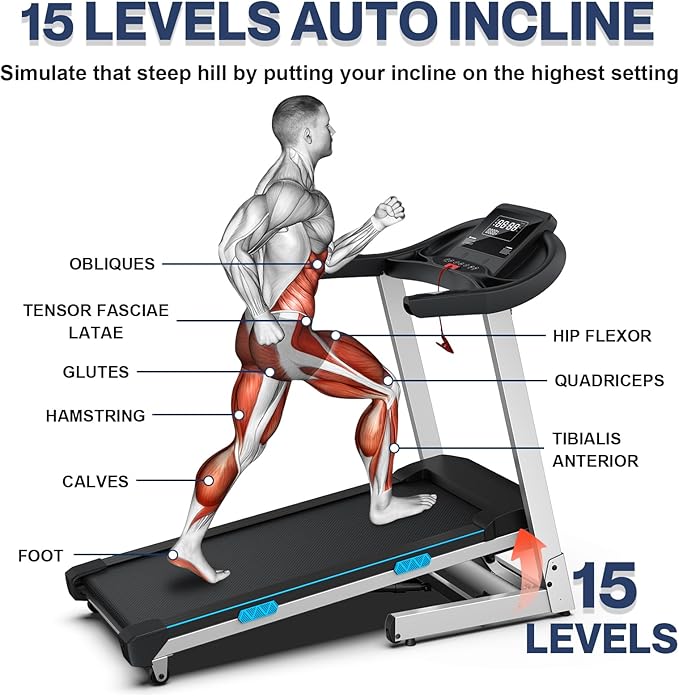 Auto Incline Treadmill with Handle, Portable Treadmill for Home with 350-400LBS Weight Capacity, 4.0HP Foldable Treadmills for Small Space, Heavyduty Walking Pad for Climb Running, Large Running Area