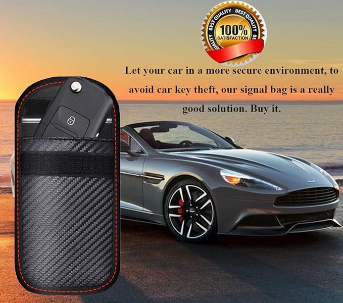 Upgraded Faraday Bag for Key Fob (2 Pack),Premium Faraday Key Fob Protector– Car RFID Signal Blocking, Car Security Protection Pouch, Anti-Theft Pouch, Anti-Hacking Case Blocker-Black.