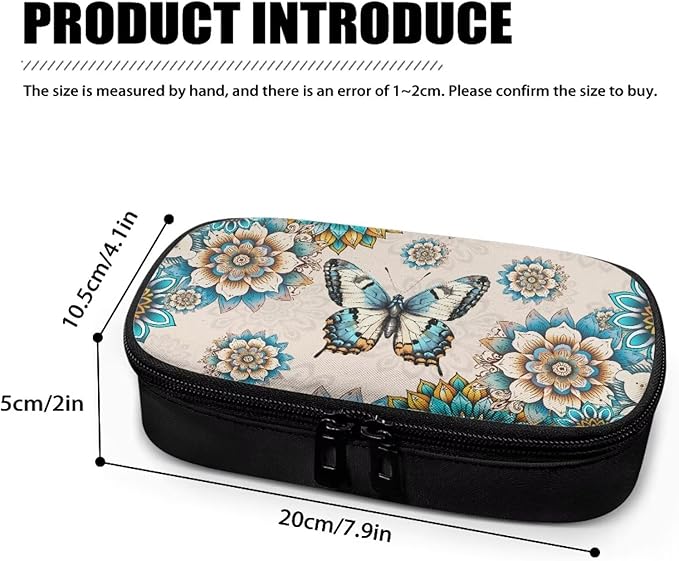 Bohemia Butterfly Insulin Pen Cooler Travel Case with Handle Daily Life and Trip Storage Bag for Glucose Meter, Test Strips, Lancets & Diabetic Supplies, Easy to Carry