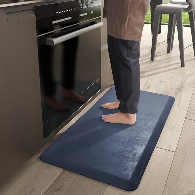 Color&Geometry Anti Fatigue Floor Comfort Mat 3/4 Inch Thick 20"×32" Perfect for Standing Desks, Kitchen Sink, Stove, Dishwasher, Countertop, Office or Garage, Dark Blue
