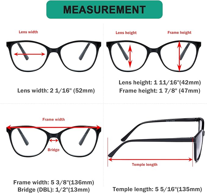 Eyekepper 4 Pack Oversized Reading Glasses - Cat Eye Design Readers for Women Reading +1.25