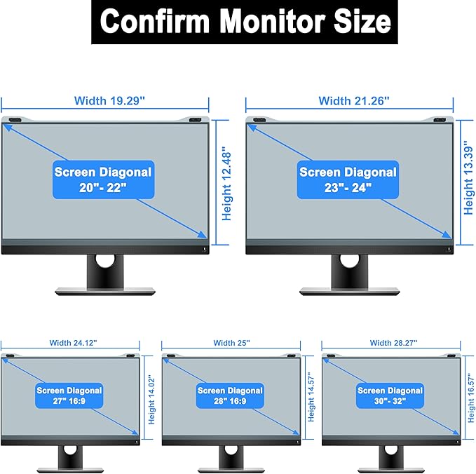 ZYY 23-24 Inch Anti Blue Light Screen Protector for Diagonal 23,23.6,23.8,24 Monitor, Desktop PC UV Blocking Filter (21 1/4 x 13 3/8) for Eye Strain, Hanging Computer Screen Blue Light Blocker
