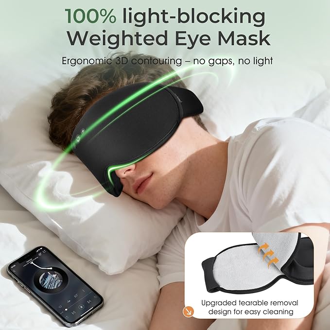 2 in 1 Smart Bluetooth Bamboo Cotton Sleep Mask Headphones, 3D Weighted Compress Cooling Gel Eye Mask 100% Blackout Sleep Mask Zero Eye Pressure|Warm&Cooling mask Hot Cold Therapy Sleep Headphones
