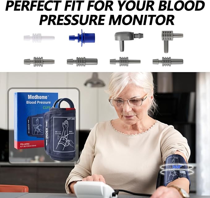 Extra Large Blood Pressure Cuff Upper Arm 8.7"-20.5"(22-52cm) XL Replacement BP Cuff for Big Arms Adult Cuff with 8 Connectors Compatible with Omron and Other Brands BP Monitors