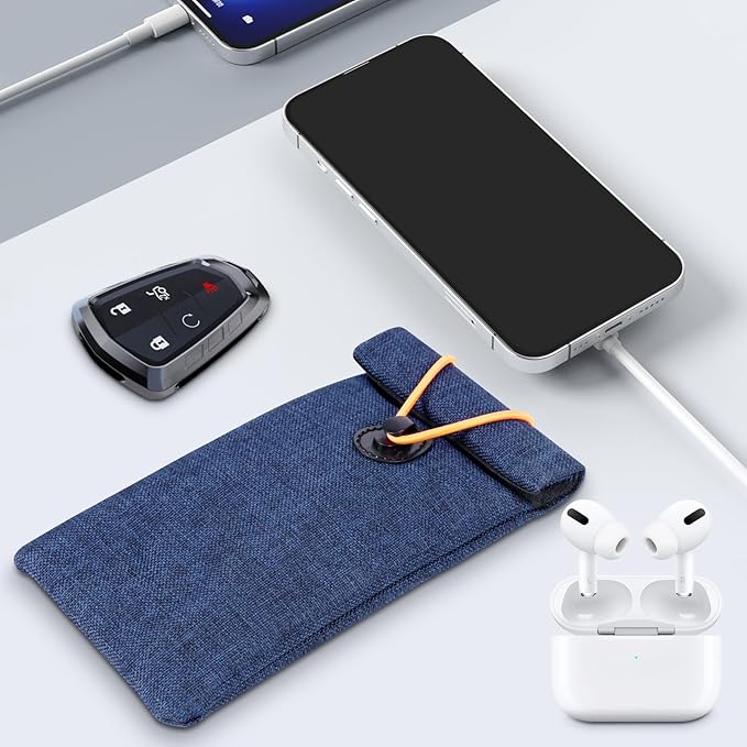 Faraday Bag, RFID Signal Blocking Bag, GPS Car Key Cell Phone Signal FOB Blocker Wallet Shielding Pouch Privacy Protective Case, Car Security Protection, Anti-Theft Pouch, Anti-Tracking Anti-Spying