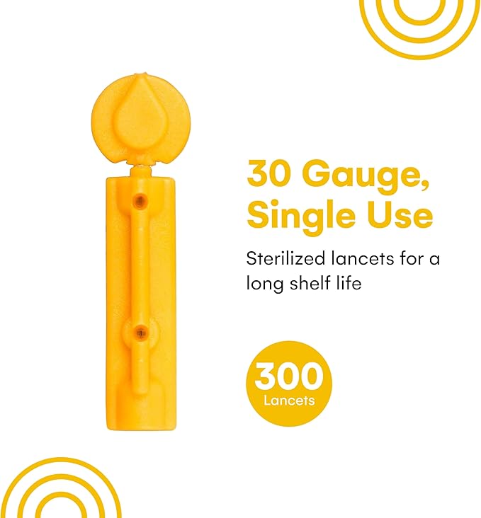 Care Touch Lancets for Diabetes Testing - 30 Gauge Diabetic Lancets for Blood Testing and Glucose Testing - Fits Most Lancing Devices - Sterile, Single Use 30g Blood Sugar Lancets - 300 count