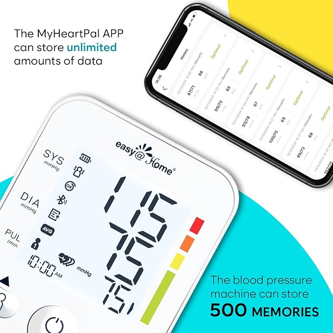 Easy@Home Blood Pressure Monitor: Easy@Home Bluetooth Smart Large Cuff BP Monitor | Digital Sphygmomanometer | iOS & Android APP | EBP08B