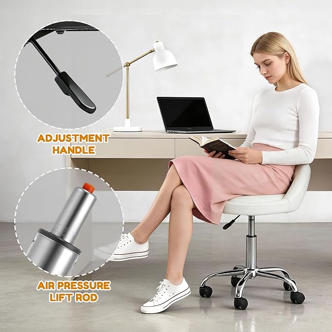 SUPER DEAL Adjustable Height Hydraulic Rolling Swivel Stool Tattoo Facial Massage Spa Salon Medical Stool with Back Rest (White)