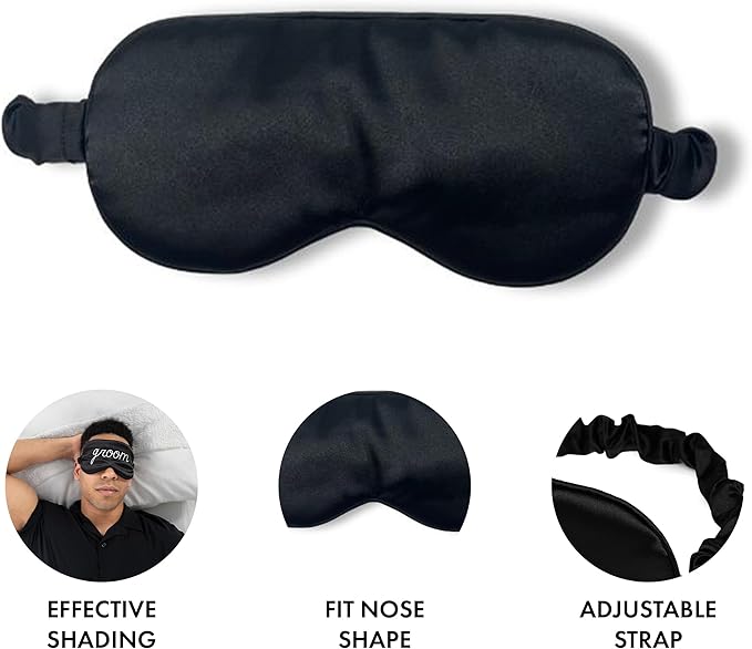 Funky Junque Bride Sleep Mask Adjustable Satin Eye Mask for Bride Tribe and Bridal Party Squad Design (Black)