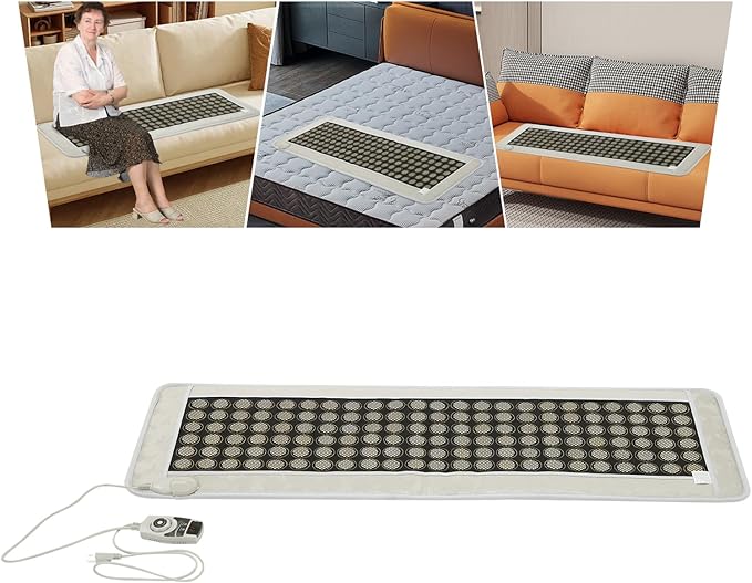 20 x 59 Inch Infrared Heating Pads for Full Back, 138 Pieces Natural Jade Electric Heating Pad for Back Neck Shoulder Fast Pain Relief (White with Flower)