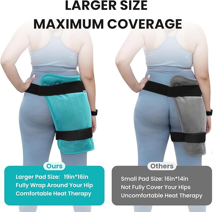 TABEKE Hip Heating Pad for Hip/Sciatica Pain Relief, Hip Support Brace, Lower Back/Thigh/Buttock Electric Heat Pad, Hot Physical Therapy for Men, Women