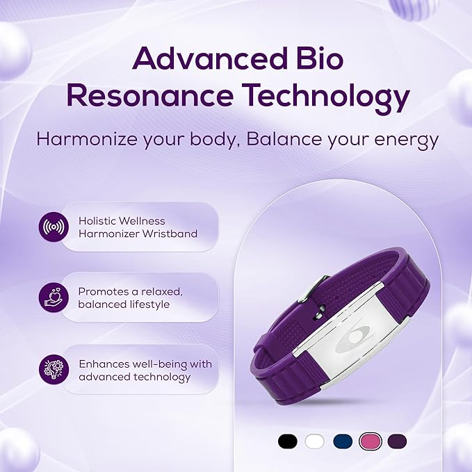 EMF BodyBand Plus+ Bracelet - Holistic Wellness Harmonizer Wristband for Men and Women (Purple)