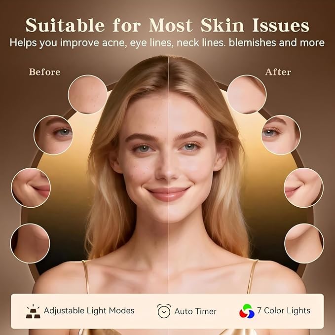 Red Light Therapy Mask for Face, 4 Modes Portable Led Face Mask Light Therapy with Remote, 180 LED Beads, Infrared Mask for Home Working Travel Yoga