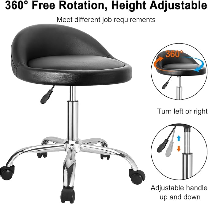 JOSTZHXIN Rolling Stool with Back,Home Office Swivel Chair Height Adjustable, Salon SPA Work Chair Shop Stool