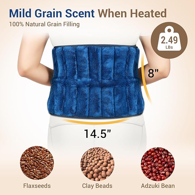 Comfytemp Microwave Moist Heating Pad for Back Pain Relief, Sciatica Recovery Must Have, Microwavable Hot Therapy for Lower Lumbar, Cramps, Waist Warm Compress, Get Well Items for Men Women