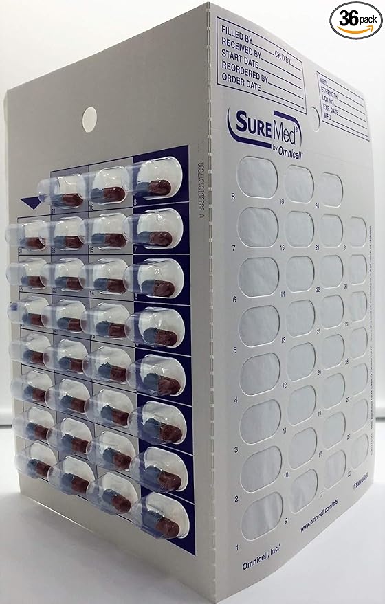 36 Cards 36 Blisters for 31 Day Monthly Vac Pack Cold Seal Pill Storage, Summer Camps, Pharmacists, Cargivers (36)