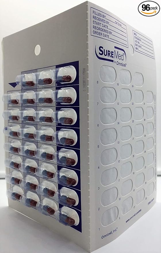96 Cards 96 Blisters for 31 Day Monthly Cold Seal Vac Pack Pill Storage, Summer Camps, Pharmacists, Cargivers (96)
